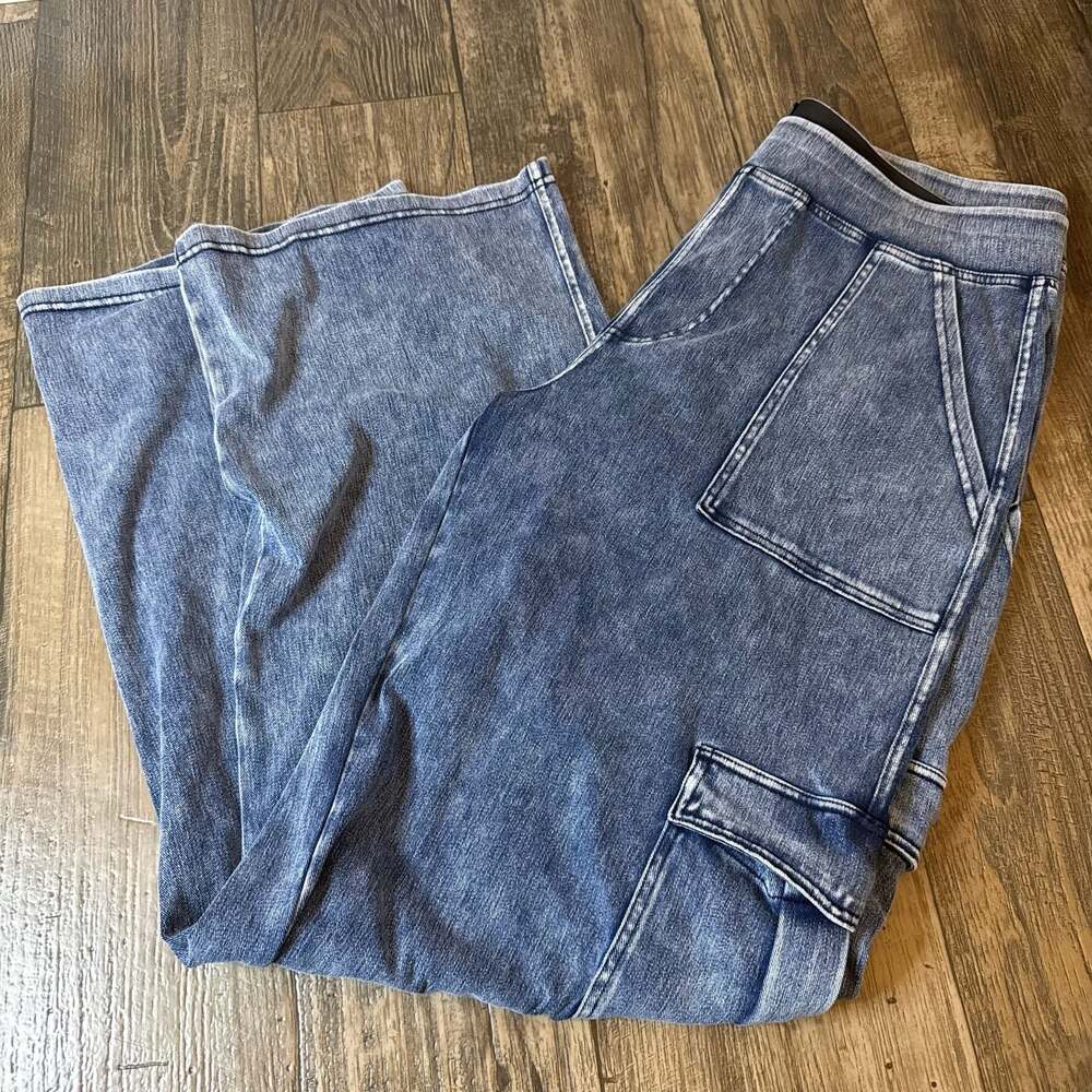 Halara High-Waisted Cargo Denim Pants Size XL Tall